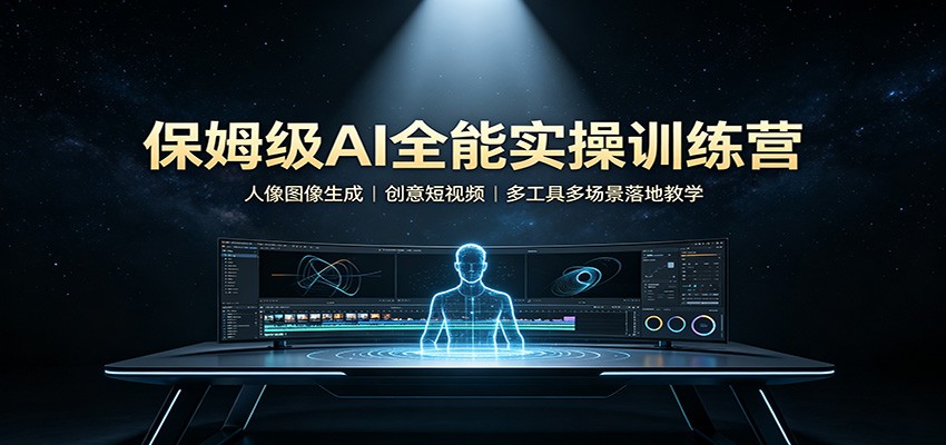 保姆级AI全能实操训练营：人像图像生成，创意短视频，多工具多场景落地教学-百盟网