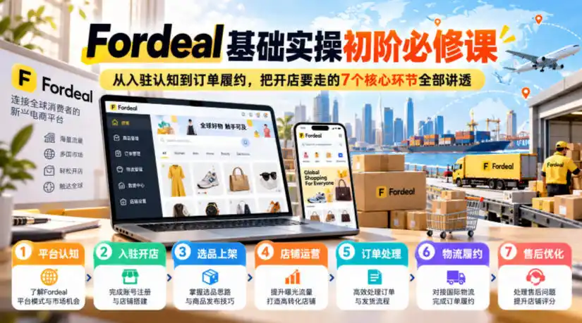 Fordeal基础实操初阶必修课,从入驻认知到订单履约,把开店要走的7个核心环节全部讲透 Fordeal基础实操初阶必修课,从入驻认知到订单履约,把开店要走的7个核心环节全部讲透