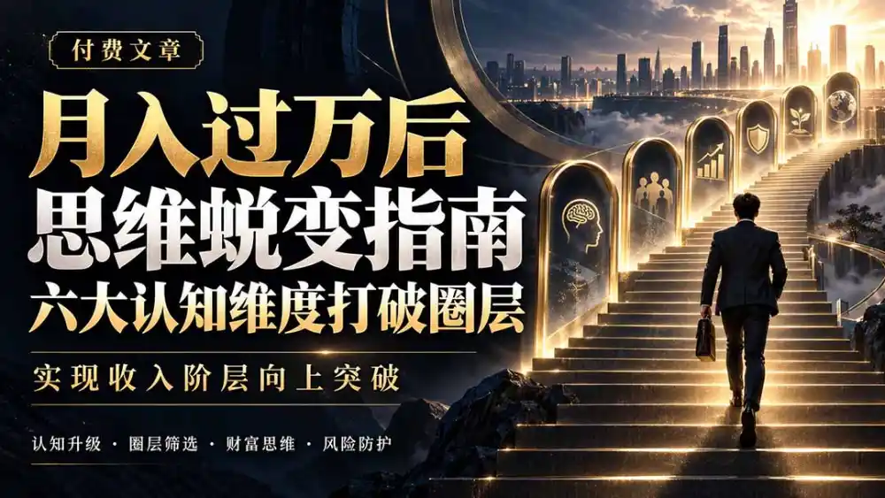 付费文章:月入过万后思维蜕变指南,六大认知维度打破圈层,实现收入阶层向上突破 付费文章:月入过万后思维蜕变指南,六大认知维度打破圈层,实现收入阶层向上突破