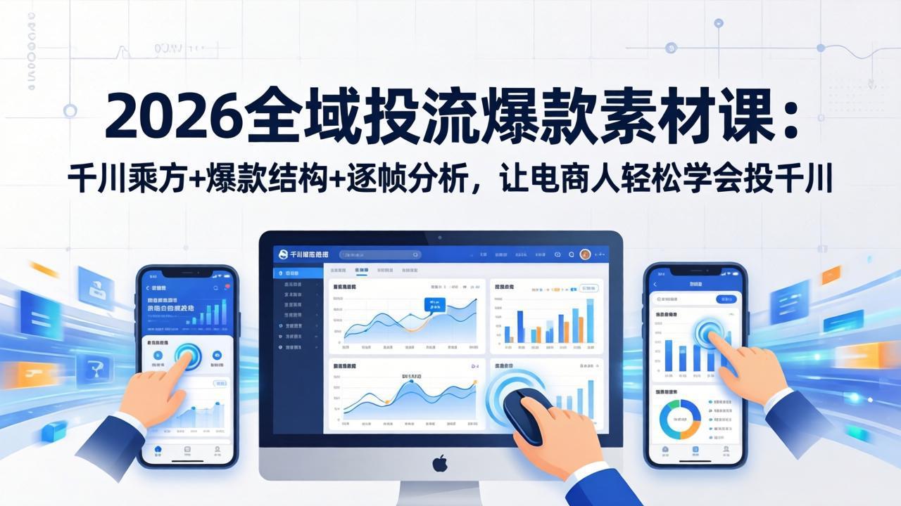 2026全域投流爆款素材课：千川乘方+爆款结构+逐帧分析，让电商人轻松学会投千川-百盟网