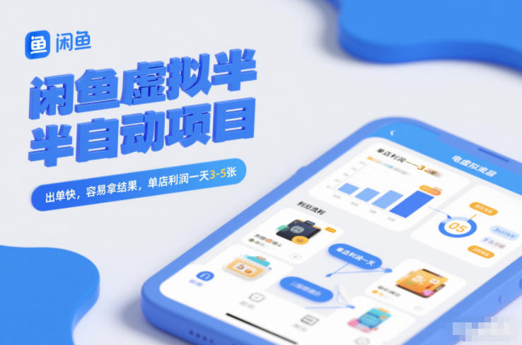 闲鱼虚拟半自动项目，出单快，容易拿结果，单店利润一天3-5张-百创网