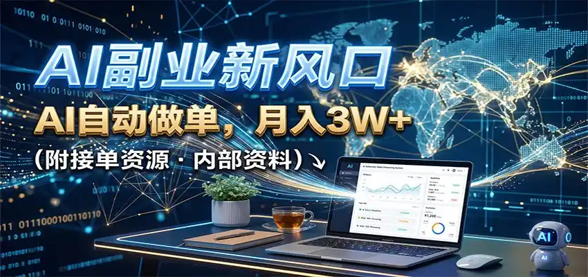 AI副业新风口,AI自动做单,月入3W+,附接单资源-百盟网