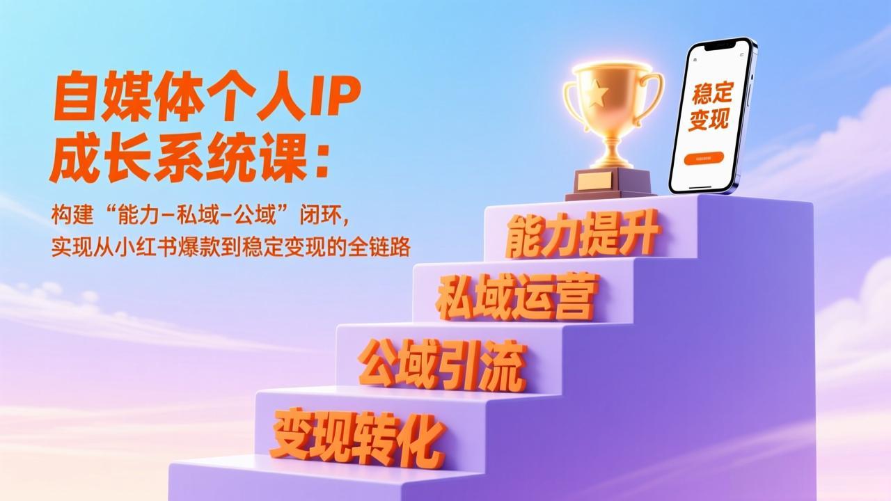 自媒体个人IP成长系统课:构建“能力-私域-公域”闭环,实现从小红书爆款到稳定变现的全链路-百创网