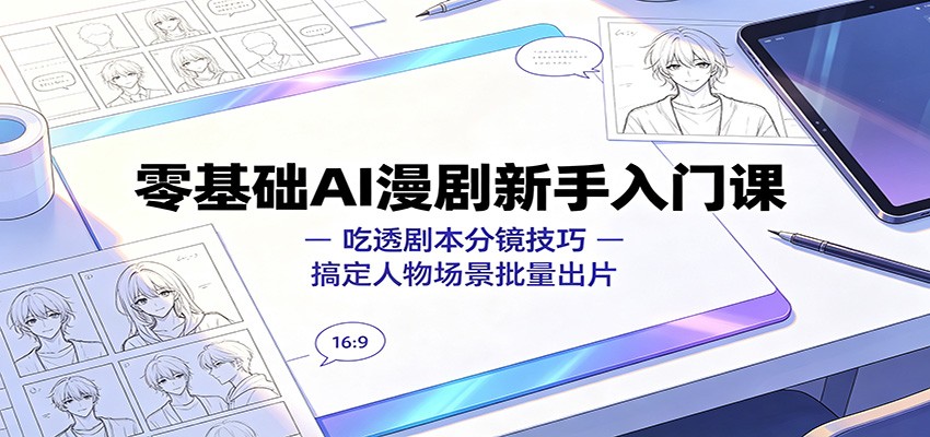 零基础AI漫剧新手入门课：吃透剧本分镜技巧，搞定人物场景批量出片-百盟网