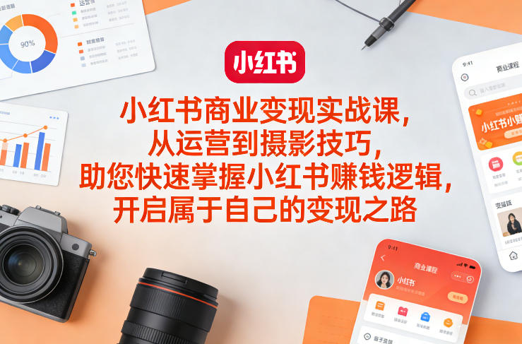 小红书商业变现实战课，从运营到摄影技巧，助您快速掌握小红书賺钱逻辑，开启属于自己的变现之路-百盟网