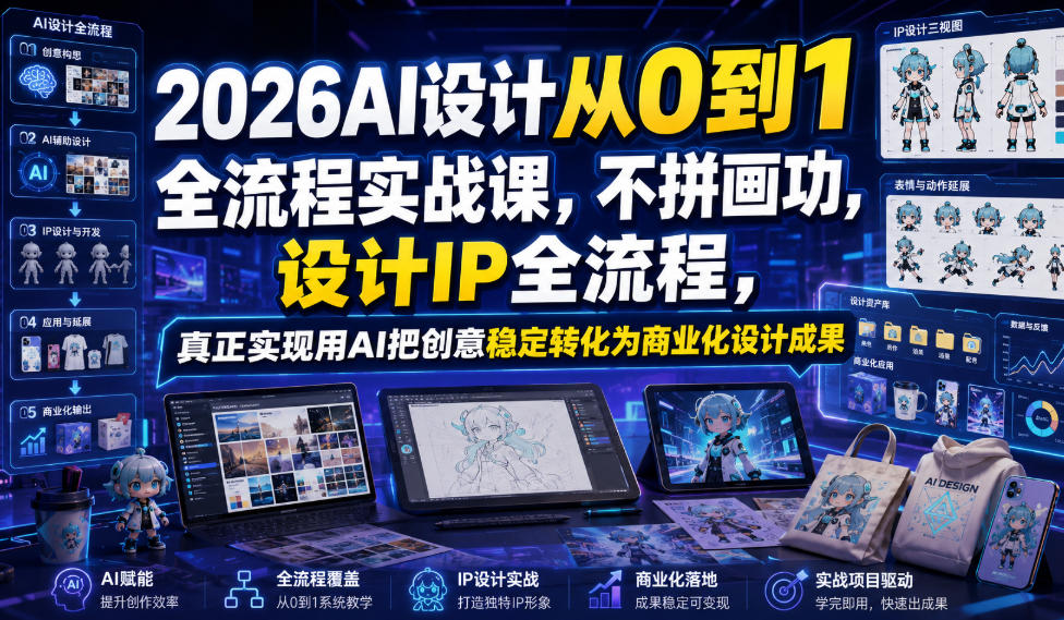 2026AI设计从0到1全流程实战课，不拼画功，设计IP全流程，真正实现用AI把创意稳定转化为商业化设计成果-百盟网