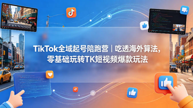 TikTok全域起号陪跑营｜吃透海外算法，零基础玩转TK短视频爆款玩法-百盟网