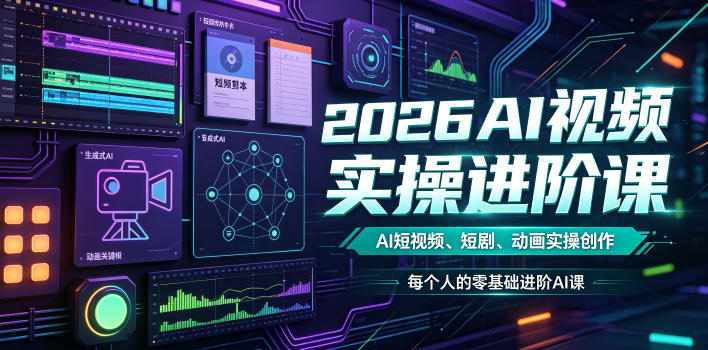 2026AI视频实操进阶课，AI短视频、短剧、动画实操创作，每个人的零基础进阶ai课-百盟网