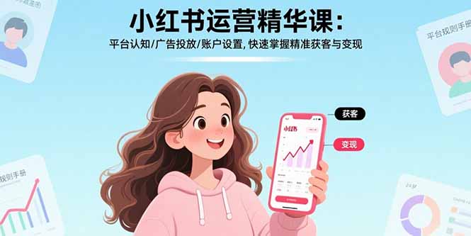 小红书运营精华课-更新：平台认知/广告投放/账户设置,快速掌握精准获客与变现-百盟网