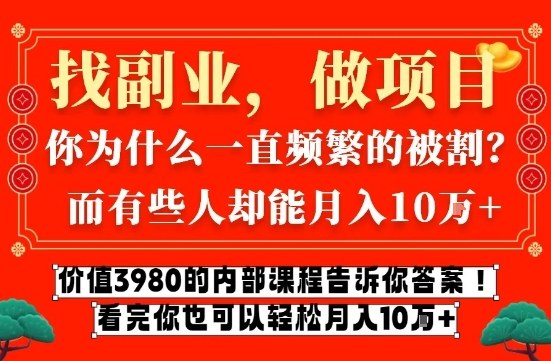 价值3980的网创内部课程，告诉你互联网创业月入10个W的秘密【揭秘】-百创网