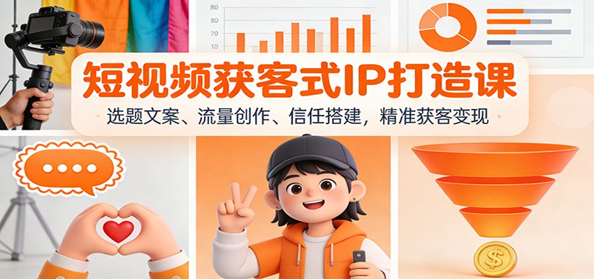 短视频获客式IP打造课：选题文案、流量创作、信任搭建，精准获客变现-百创网