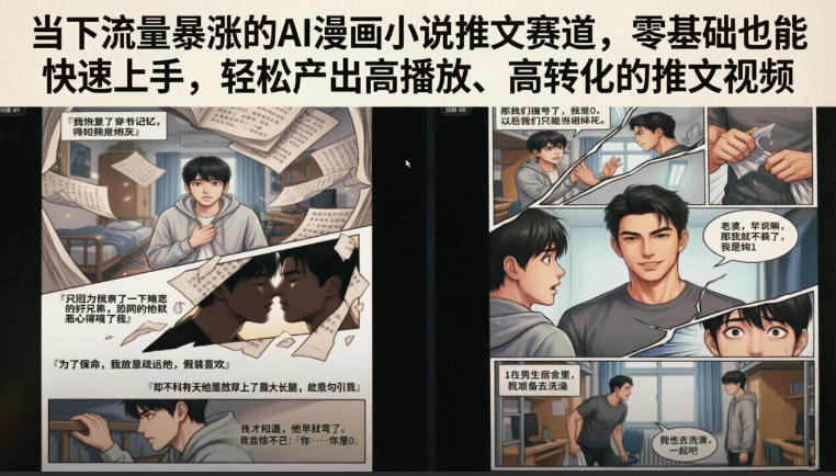 当下流量暴涨的AI漫画小说推文赛道，零基础也能快速上手，轻松产出高播放、高转化的推文视频-百盟网