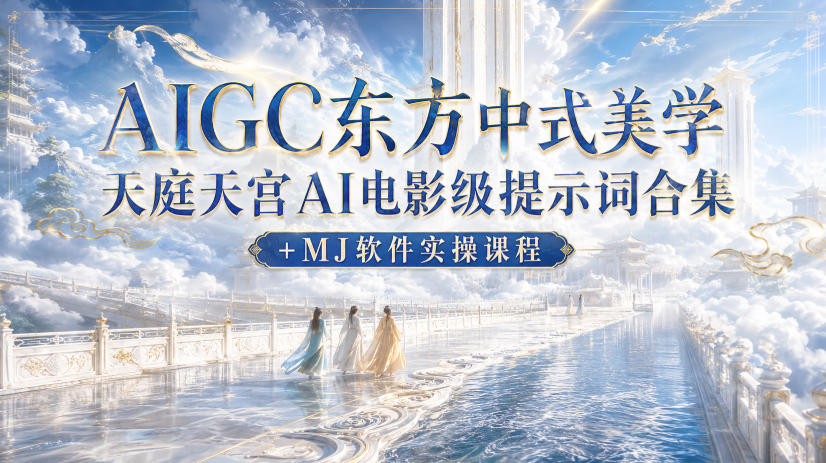 AIGC东方中式美学天庭天宫AI电影级提示词合集+MJ软件实操课程-百盟网