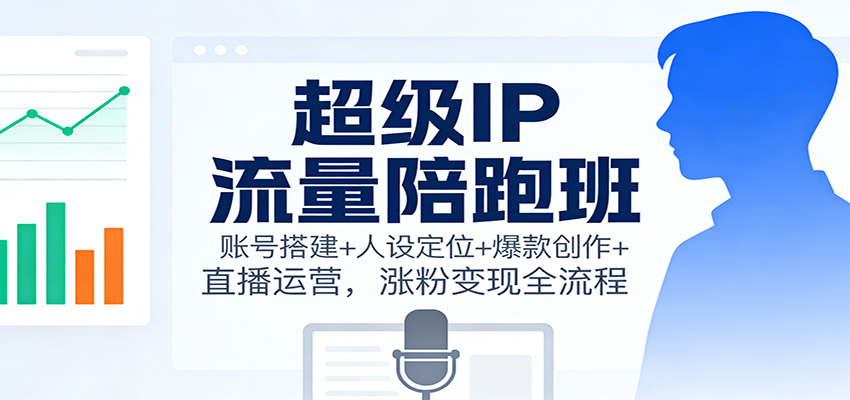 超级IP流量陪跑班：账号搭建+人设定位+爆款创作+直播运营，涨粉变现全流程-百创网