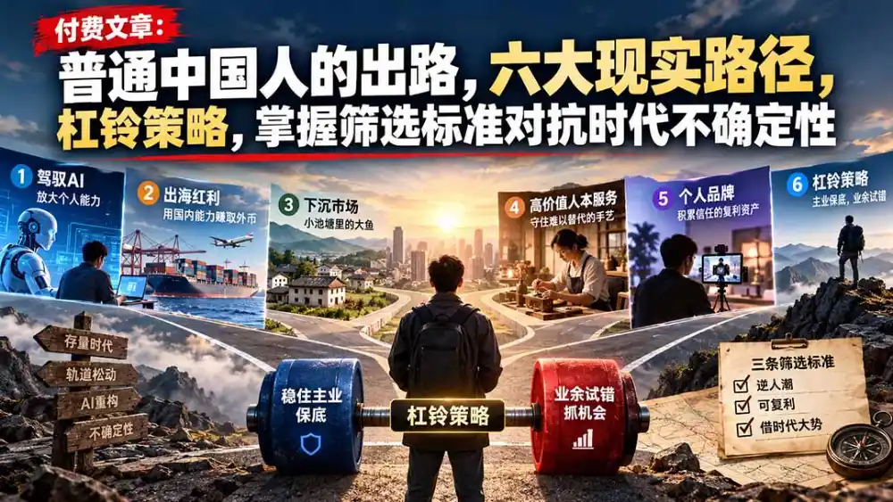 付费文章：普通中国人的出路，六大现实路径，杠铃策略，掌握筛选标准对抗时代不确定性-百盟网