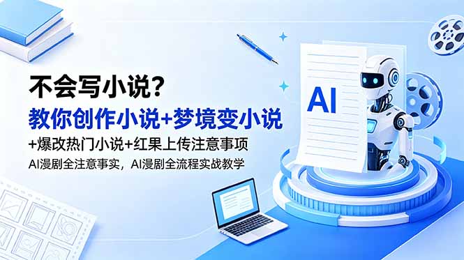 不会写小说？教你创作小说+梦境变小说+爆改热门小说+红果上传注意事项，AI漫剧全流程实战教学-百盟网