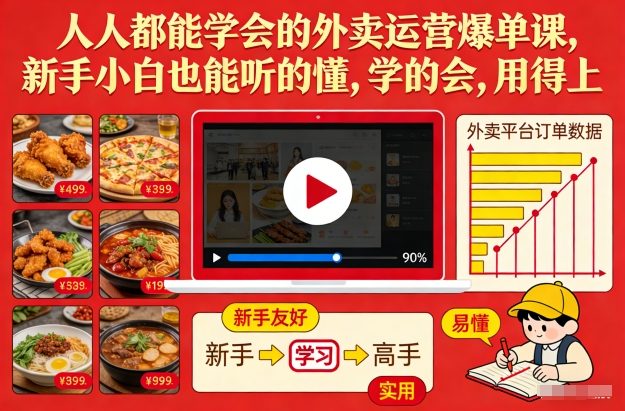 人人都能学会的外卖运营爆单课，新手小白也能听的懂，学的会，用得上-百创网